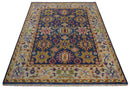 Custom Made Hand Knotted Blue, Gold and Beige Oriental Oushak wool Area Rug