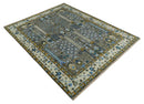 Hand Knotted Charcoal and Ivory Traditional Vintage Style Custom Made Wool Area Rug
