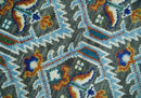 Charcoal And Blue Traditional Hand Knotted Multi Size Wool area Rug