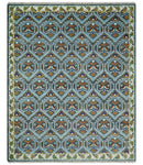 Charcoal And Blue Traditional Hand Knotted Multi Size Wool area Rug