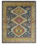 Hand Knotted Charcoal, Gold and Ivory Traditional Antique Wool Area Rug