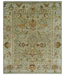 Custom Made Hand Knotted Olive and beige Traditional Style Antique Wool Rug