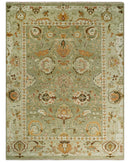Custom Made Hand Knotted Olive and beige Traditional Style Antique Wool Rug