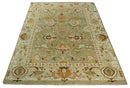Custom Made Hand Knotted Olive and beige Traditional Style Antique Wool Rug