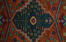 Hand Knotted Rust and Blue Traditional Floral Multi Size Wool Area Rug