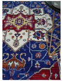Blue and Rust Hand Knotted Traditional Heriz Multi Size wool Area Rug