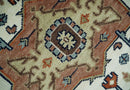 Hand Knotted Blue and Rust Traditional Heriz Multi Size Wool Area Rug