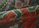 Hand Knotted Rust, Blue and Olive Traditional Antique Wool Rug