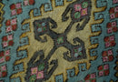 Hand Knotted Rust, Blue and Olive Traditional Antique Wool Rug