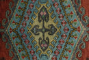 Hand Knotted Rust, Blue and Olive Traditional Antique Wool Rug