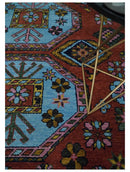 Hand Knotted Maroon and Blue Traditional Antique look Multi Size Wool Area Rug