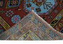 Hand Knotted Maroon and Blue Traditional Antique look Multi Size Wool Area Rug