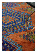 Hand Knotted Rust And Blue Traditional Multi Size Antique Wool Area Rug