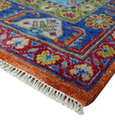 Hand Knotted Rust And Blue Traditional Multi Size Antique Wool Area Rug