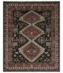 Hand Knotted Rust and Black Traditional Multi Size Wool Area Rug
