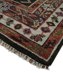 Hand Knotted Rust and Black Traditional Multi Size Wool Area Rug