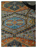 Silver and Rust Oriental Hand Knotted Traditional Living Room Custom made wool Area Rug