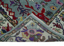 Vibrant colorful Gray And Ivory Hand Knotted Traditional Oushak wool Area Rug