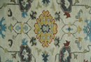 Beige and Gray Traditional Oriental Oushak Hand Knotted Wool Area Rug