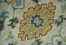 Beige and Gray Traditional Oriental Oushak Hand Knotted Wool Area Rug