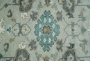 Gray and Ivory Traditional Oriental Oushak Hand Knotted wool Area Rug