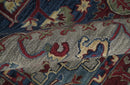 Maroon and Blue Hand Tufted Traditional Medallion Multi Size wool Area Rug