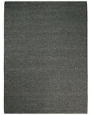 Solid Charcoal Gray Wool Blend Felted Chunky Hand Woven Area Rug