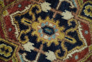 Custom Made Traditional Blue and Rust Hand Knotted Wool Area Rug