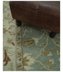 5x8 and 8x10 Blue and Beige Handmade Classic Vintage Design Wool Area Rug | TRDCP117TUF