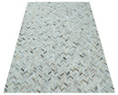 Modern Chevron Design Ivory and Silver Handmade Area Rug