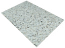Modern Chevron Design Ivory and Silver Handmade Area Rug