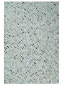 Modern Chevron Design Ivory and Silver Handmade Area Rug
