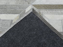 Genuine Leather Geometrical Design Handmade Silver and Gray Area Rug