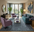 5x8 and 8x10 Hand Knotted  Blue, Gray and Purple Modern Contemporary Southwestern Tribal Recycled Silk Area Rug