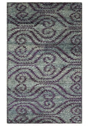 5x8 and 8x10 Hand Knotted  Blue, Gray and Purple Modern Contemporary Southwestern Tribal Recycled Silk Area Rug