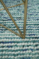 Contemporary Hand Woven Teal Wool Area Rug
