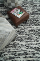 Hand Made 5x8 Black and Ivory Wool Area Rug