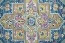 Traditional Blue and Camel Textured Loop Wool Hand Tufted Area Rug