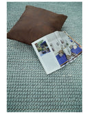Modern Solid Blue Design Handmade Wool Area Rug