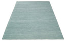Modern Solid Blue Design Handmade Wool Area Rug