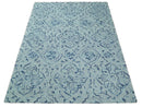 Traditional Style Blue Hand Tufted Wool Area Rug