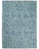 Traditional Style Blue Hand Tufted Wool Area Rug
