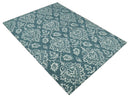 Hand Tufted Traditional Teal and Ivory Wool Area Rug