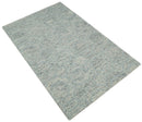 Modern Beige and Silver Hand Tufted Wool Area Rug