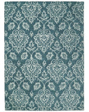 Hand Tufted Traditional Teal and Ivory Wool Area Rug