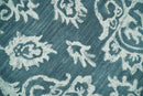 Hand Tufted Traditional Teal and Ivory Wool Area Rug