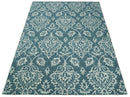Hand Tufted Traditional Teal and Ivory Wool Area Rug