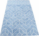 Modern Contemporary Blue Hand Tufted Wool Area rug
