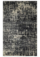 5x8 and 9x12 Hand Knotted Silver, Charcoal and Brown Modern Abstract  Recycled Silk Area Rug
