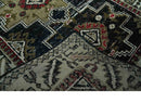 5x8 Black and Silver Traditional Heriz Hand Knotted wool area Rug
